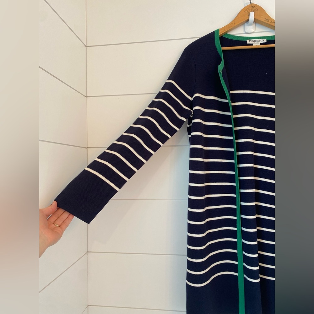 Pendleton Long Navy + While Striped With Green De… - image 7